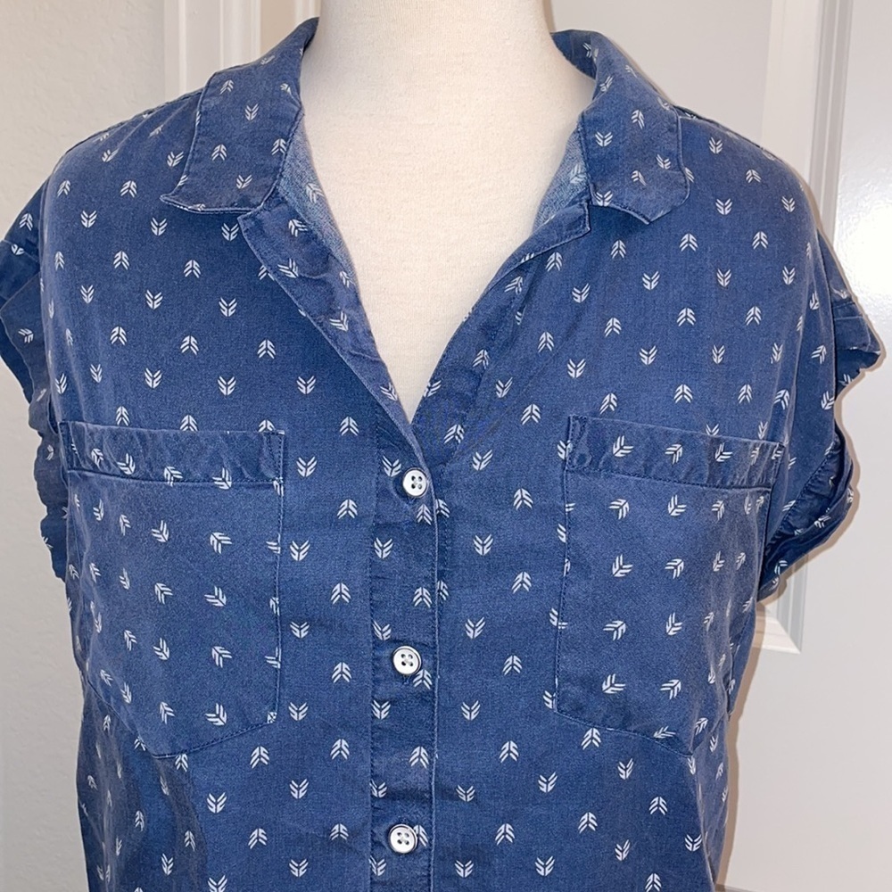 JACHS GIRLFRIEND super short sleeve collared button up in women’s small Small - Picture 3 of 10